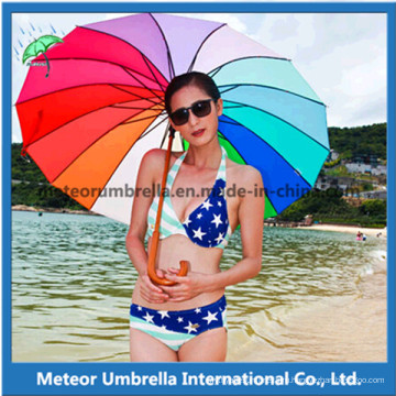 Необычные Красочные поощрения подарок зонтик Деревянные Автоматический зонтик радуги